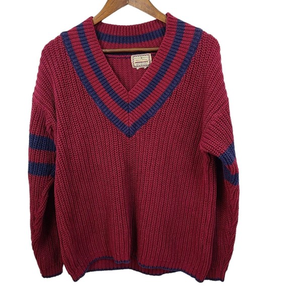 Weekend Knit V Neck Striped Sweater Womens - Picture 1 of 4